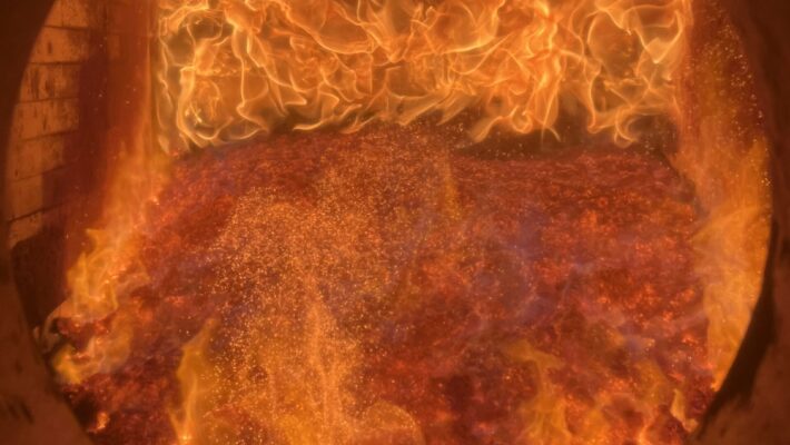 Feuer im Feuerraum der Biomasseanlage in Pfaffenhofen