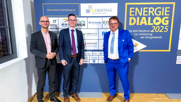 Gerolf Bücheler, Gerrit Kettel und Thomas Schmidmeier auf der Veranstaltung BEE Energiedialog