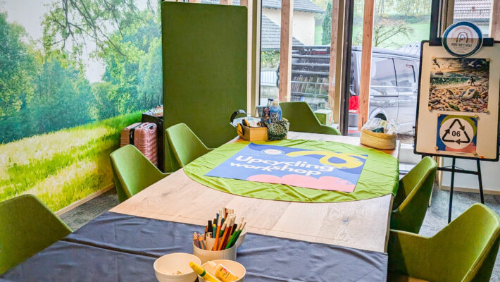Setup des Tisches für die Gruppenarbeiten