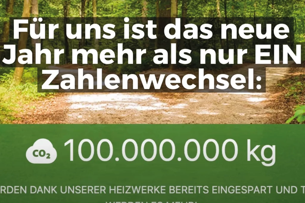 Flyer mit der Information, dass Schmidmeier 100 Millionen Kilogramm CO2 eingespart hat