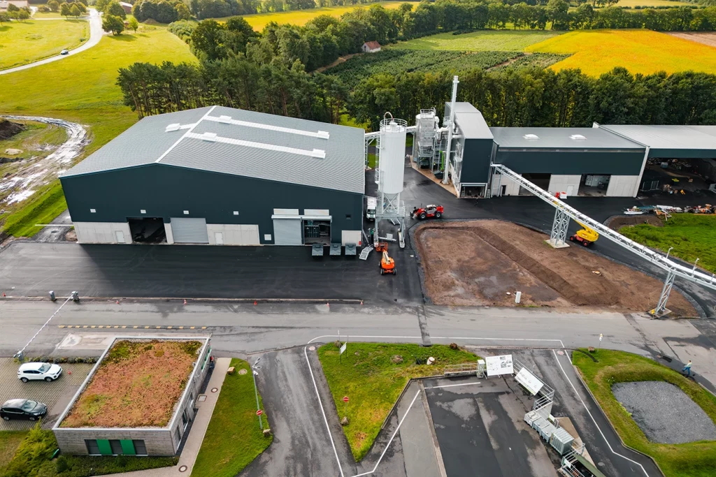 Drohnenaufnahme der Biomasseanlage des EGST in Steinfurt.