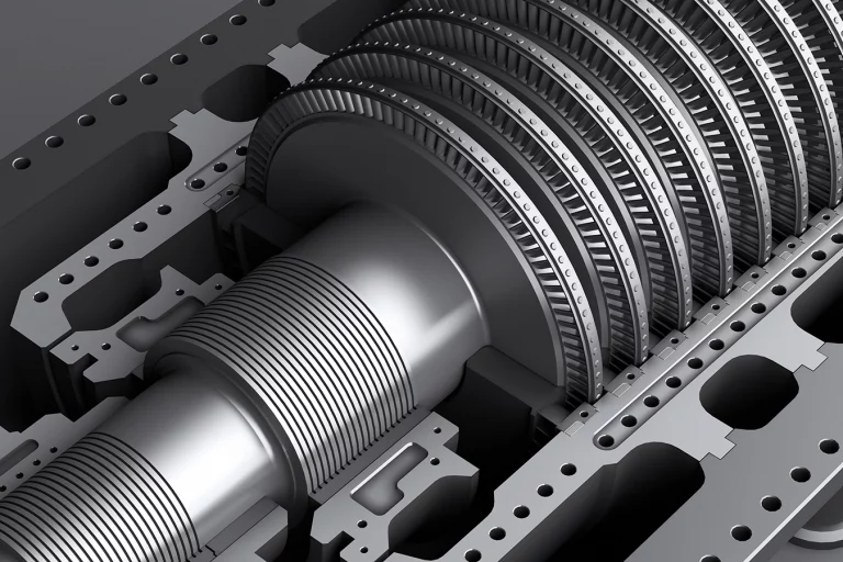 Rendering einer Turbine, Welle zu sehen