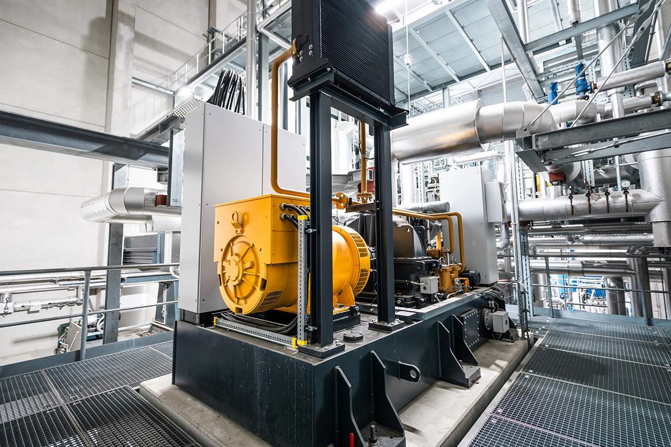 Ansicht der Dampfturbine innerhalb der Anlage von Bramsche