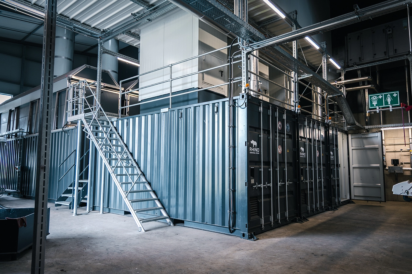 Container für die Klärschlammtrocknung bei der EGST.